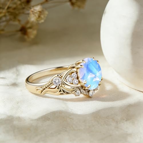 Image of Gemstone Vintage Rings for Women s925 Sterling Silver Round Cut 1.0 Carat Gemstone with Moissanite Promise Engagement Anniversary Ring for Her