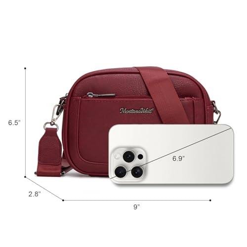 Image of Montana West Crossbody Bags for Women Cow Print Purse Triple Zip Shoulder Handbags with Wide Strap