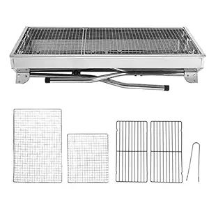 Inllex BBQ Foldable And Portable Picnic (47cm) Charcoal Free Standing Barbeque Tandoori Grill | Combine BBQ Stove | Charcoal Barbeque Grill Set With Charcoal Tray