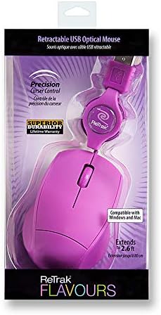 ReTrak Retractable Optical Mouse, Purple (ETMOUSERL)