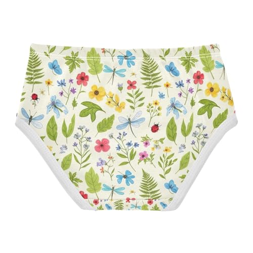 Colorful Wildflowers Beige Underwear Toddler Girl, Girls Underwear Cotton, 2T–8 Years2