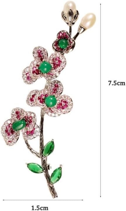 Brooch Women's Jewelry Pearl Green Agate Zircon Brooch Pin Suit Coat Personalized Chest Flower