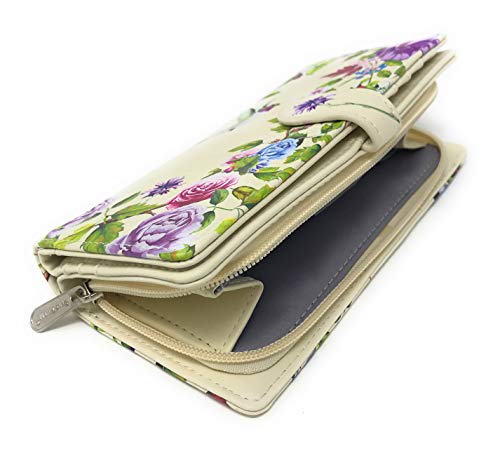 Shag Wear Vintage Hummingbird Large Bird Wallet for Women and Teen Girls Vegan Faux Leather 7" Beige3