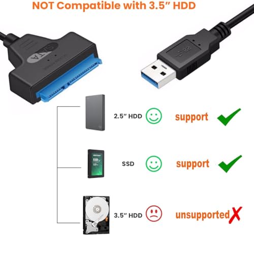 image for Sqruchel SATA to USB 3.0 Adapter - External Hard Adapter Drive Convert