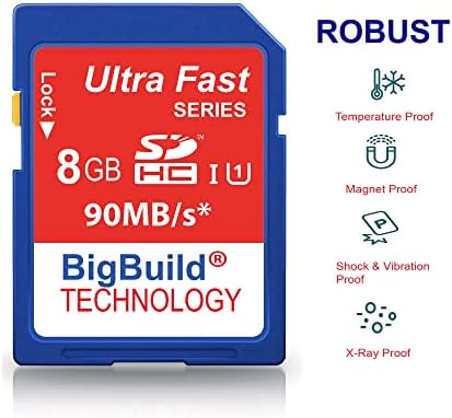 BigBuild Technology 8GB Ultra Fast 90MB/s Memory Card For Canon Digital IXUS 185 camera, Class 10 SD SDHC