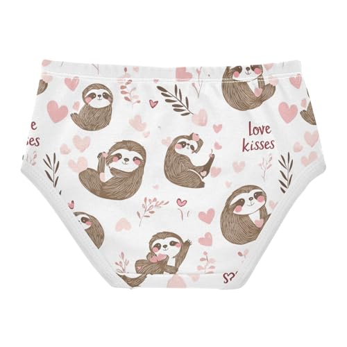 Wusikd Cute Sloth Girls' Underwear Cotton Pink Hearts Girls Briefs Soft Toddler Underwear 2T2