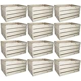Large Wooden Crates by Make Market - Unfinished Wood Crate for Storage, Decorative Display, Arts & Crafts, Made of 100% Wood - Bulk 12 Pack