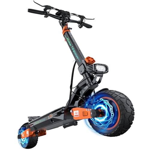 Ruitoo Electric Scooter with Dual Motors, Full-Suspension Off-Road Kick Scooter for Adults & Teens, Foldable EScooter with 3200W Motor Up to 37 MPH & 40 Miles Range, Key Start, with Handlebar Bag