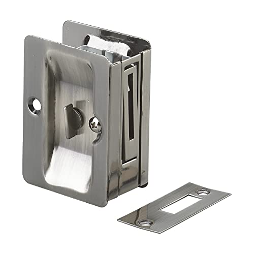 Richelieu Hardware 1701ANPSBC Onward Pocket Door Pull with Privacy Lock, 3-7 32 in (82 mm), Rectangular, Antique Nickel