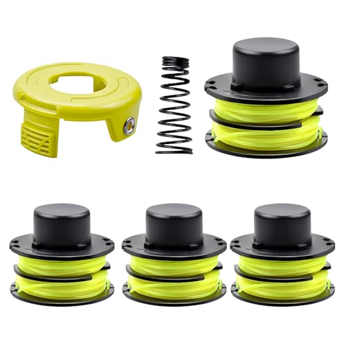 CHIHOLEN 4 Bobine Fil Coupe Bordure Compatible avec Ryobi RAC118 RAC119,Convient pour Ryobi RLT3025F,RLT3025S,RLT3525S,RLT2523,RLT3525,RLT3123,Ø1,2mm-8,4m(4 Bobine+1 Couvercle+1 Ressort)