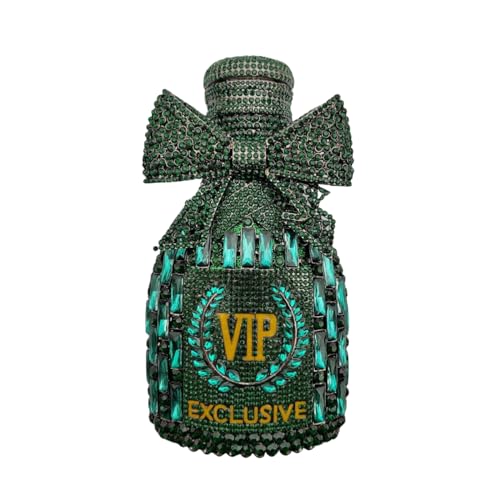 Image of UMREN Women Champagne Bottle Rhinestone Evening Bag Sweet Bow Diamond Clutch Purse Crystal Handbag for Party Cocktail