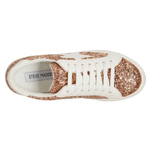Steve Madden Women's Rezume Sneaker, Rose Gold Glitter, 6