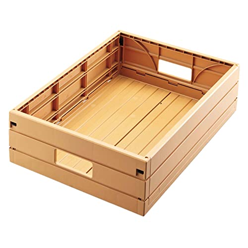 KAWAJUN (カワジュン) 河淳 木調 折りたたみコンテナ 【薄茶】 ( 600×400×160mm / 軽量/プラスチック製 )収納ボックス コンテナボックス P-BOX 6040 PDA005BL