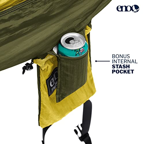 ENO SingleNest Hammock - Lightweight, Portable Hammock for 1 Person - Perfect for Camping, Hiking, Backpacking, Travel, Festivals, or the Beach - Melon/Olive - Image 3