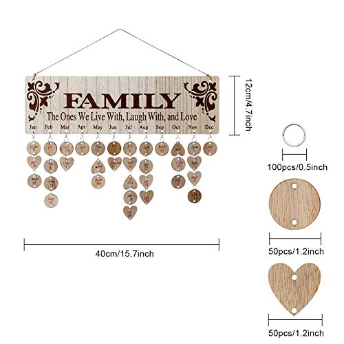 Joy-Leo Gifts For Mom Grandma To Remember Everyone’s Birthday, Wooden Family Birthday Reminder Calendar Plaque Wall Hanging With 100 Tags, Best Christmas Gifts Idea From Daughter Son Unique Model Jl01 #TOP7