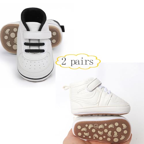 Image of Clowora Unsex Baby Shoes Boys Girls Infant Sneakers Non-Slip Soft Rubber Sole Toddler Crib First Walker Lightweight Shoes