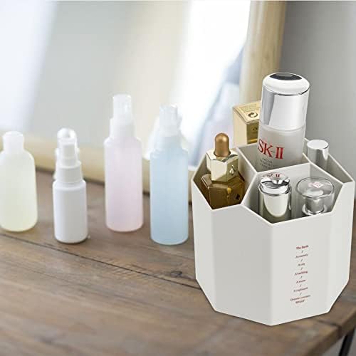 Hacaroa 2pcs Rotating Art Supply Organizer with 5 Compartments Plastic Rotating Pen Holder Decorative Stationery Storage Boxes Creative 360 Degree Rotating Pencil Pots for Home Office School 2 Colors