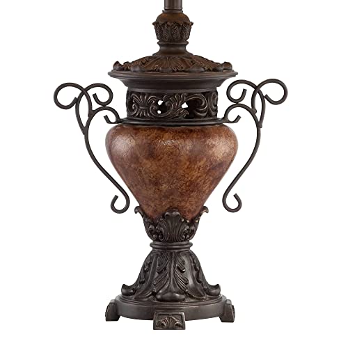 Regency Hill Bronze Crackle 31 1/2\" Tall Large Urn Traditional End Table Lamps Set of 2 Brown Living Room Bedroom Bedside Nightstand House Office Home Reading Kitchen Entryway Console