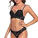 Produktbild SHEKINI Damen BH Set BH Und String Spitze Trägerloser Abnehmbare Träger Push Up Bügel BH Unterwäsche Lingerie Tanga Dessous Sets(Schwarz,40/90C)