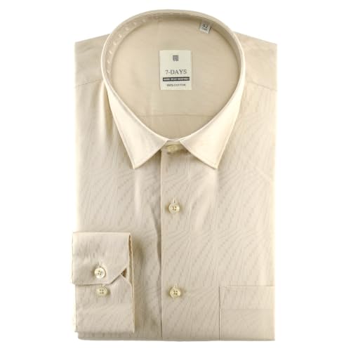Image of 7-DAYS Men's Premium Formal Shirts - Regular Fit, Full Sleeve, 100% Pure Cotton, Self-Design, with Pocket - Stylish Office Shirts for Men