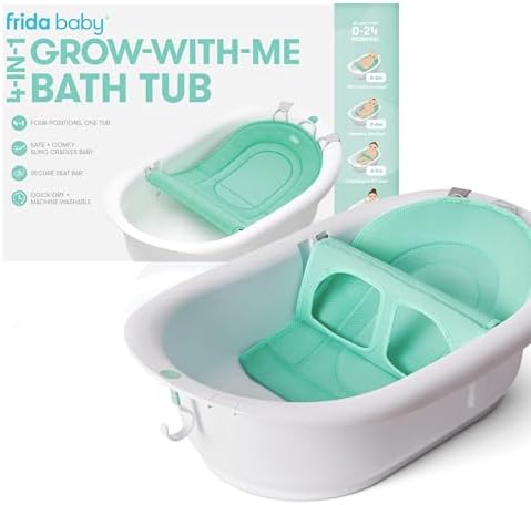 Frida Baby 4-in-1 Grow-with-Me Baby Bathtub, Baby Tub for Newborns to Toddler with Removable Bath Seat & Backrest for Bath Support in Tub