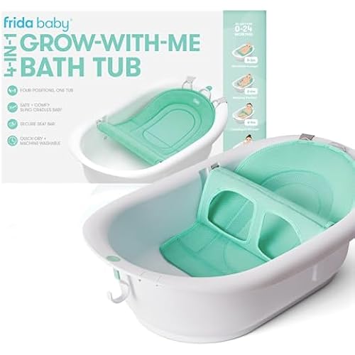 Frida Baby 4-in-1 Grow-with-Me Baby Bathtub, Baby Tub for Newborns to Toddler with Removable Bath Seat & Backrest for Bath Support in Tub