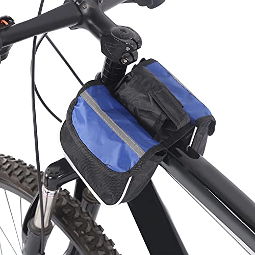 Pilipane Universal Bike Top Tube Bag, Waterproof Front Frame Storage Pouch with Phone Pocket for Mountain Bike and Road Bike Cycling Accessories, Lightweight Bicycle Bag (Blue)