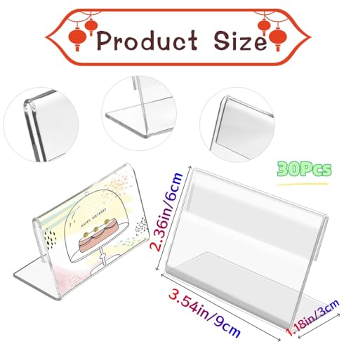 30Pcs Mini Acrylic Sign Holder, L Shape Sign Holders Acrylic Clear Sign Stand Card Holder for Price Card Tag Name Label Display(2.4*3.5in) by Ljxyloog - Used condition - Image 2