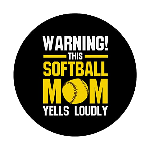 warning!this softball mom softball mom softball player PopSockets Swappable PopGrip, Black - Image 3