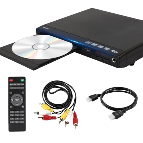 PopuLike Upgraded 1080P DVD Player for TV, Multi-Regional DVD & CD Player with Audio/Video Cable & Remote controller, Supports USB Playback, Compatible with MPEG4 MP3 Formats for Home Use