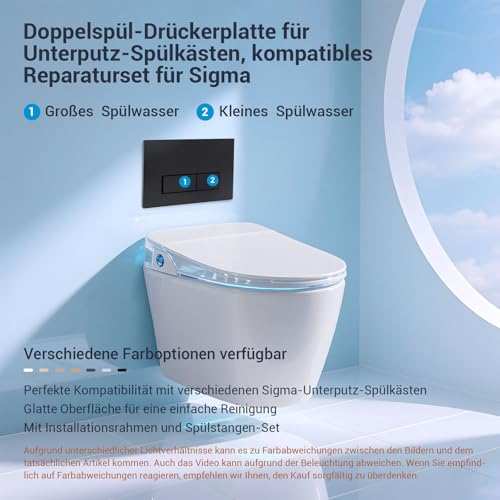 Mendorio WC Drückerplatte für Geberit Sigma 01/20/30/21/40/50,Schwarz matt – Ansicht 2