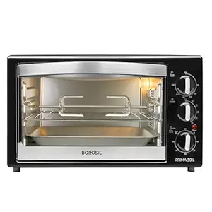 Borosil Prima 30 L Oven Toaster & Grill, Motorised Rotisserie & Convection Heating, 6 Heating Modes, Chrome Grey