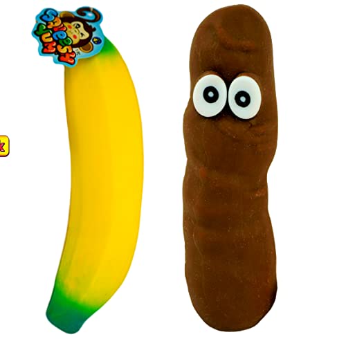 JA-RU Stretchy Banana Stress Toy & Squishy Poop Toy (2 Toys) 3340-6448s
