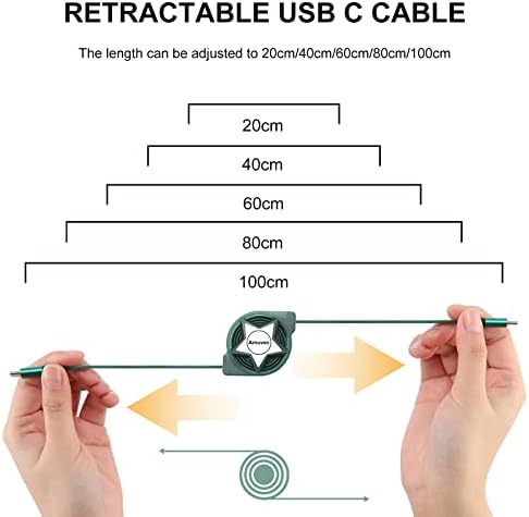 Amuvec 60W USB C to USB C Charger Cable, PD Type C Retractable Fast Charging Data Sync Cord for Samsung Galaxy S22 S21 Ultra S20 FE S10 A12 Mi 11 Note 20 Pixel 6 5 4a Note 20, Huawei P50 P40, Moto(1M)