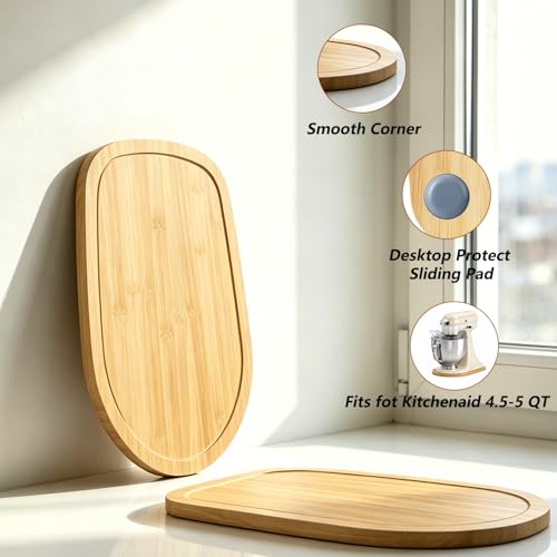 Bamboo Mixer Slider Mat for Kitchenaid Stand Mixer, Artisan 4.5 & 5 Quart Kitchen Aid Accessories and Attachments, Effortless Sliding Kitchen Aid Alider for Countertop Protect — view 6