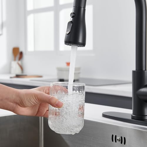 Image of Pull Down kitchen Faucet Head Replacement, Kitchen Faucets 3-Function Spray Nozzle, Kitchen Sink Sprayer Replacement Compatible with Model Number AZ-US-SOEBIZ-CFSLT-BK-02, Matte Black
