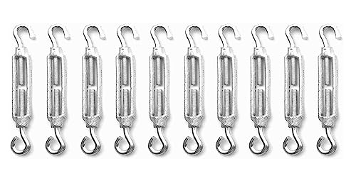 10 x Strong Galvanised Turnbuckle Strainer M5 Hook Eye Wire Tension Tensioner by Deals DIY