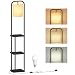 Produktbild VASAGLE Stehlampe mit 3 Ablagen, Standleuchte, Stehleuchte, LED-Glühbirne inklusive, mit Fußschalter, Lampenschirm aus Stoff, für Wohnzimmer und Schlafzimmer, tintenschwarz LFL001BD02