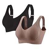 2er Pack BH Damen Ohne Bügel Push up BH Komfort Vollschalen Ungepolstert Lift Anti Falten Effekt BHS Starker Halt Soft Bra Verstellbar Unterwäsche für Täglichen Gebrauch Große Größen