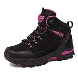 VLOOKST Zapatos de Senderismo Mujer Antideslizantes Escalada Trekking Sneakers Zapatos de Montaña,8019 Negro Rosa,38 EU