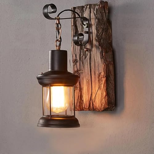Applique murale LED extérieur vintage bois verre industrielle rétro JM102 chambre