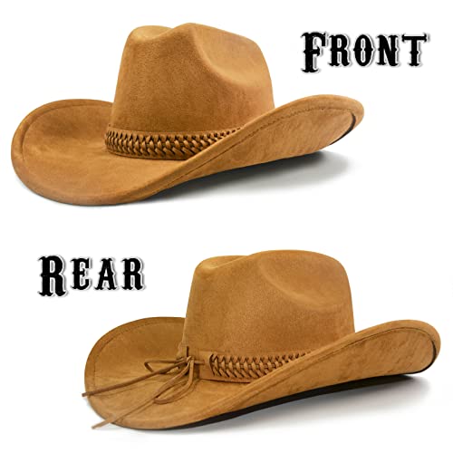 Image of FLUFFY SENSE. Cowboy Hat for Women and Men with Shapeable Wide Brim - Felt Cattleman Western Hats for Cowboys and Cowgirls