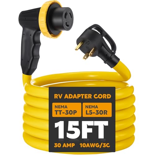 Kanayu 15ft 30A RV Extension Cord NEMA TT-30P to L5-30R