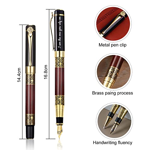 Qntyct Custom Pens - Fountain Pens And Ballpoint Pen Combo Set, Engraved With Your Name Or Corporate Message, Graduation Souvenirs, Anniversary And Other Commemorative Gifts (Palace Wood Grain) #TOP1