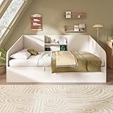 【Design élégant et courbé】​ Ce lit simple se distingue par ses accoudoirs inclinés vers le bas aux coins arrondis. Son extérieur d'un blanc pur s'harmonise avec tous les styles de décoration. Compact et pratique, il est extrêmement économique en espace, idéal pour les petits appartements. Disponible en trois tailles : 90 x 190 cm, 90 x 200 cm et 140 x 190 cm.