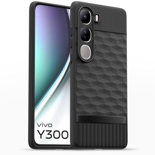 Image of Pikkme Back Cover for Vivo Y300 5G Camera Protection 3D Hexa Cube Design Silicone Protective Bumper Case (Black)