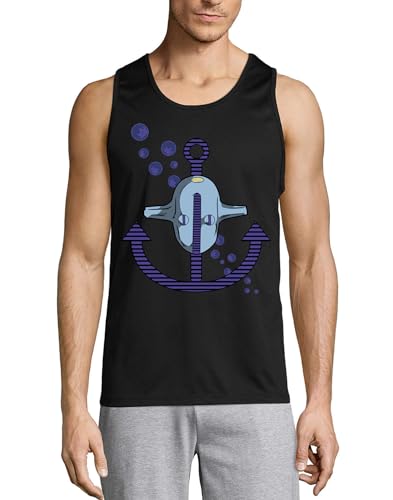 Camiseta sin mangas algodón Anime 71 hombre negra para gimnasio y diario