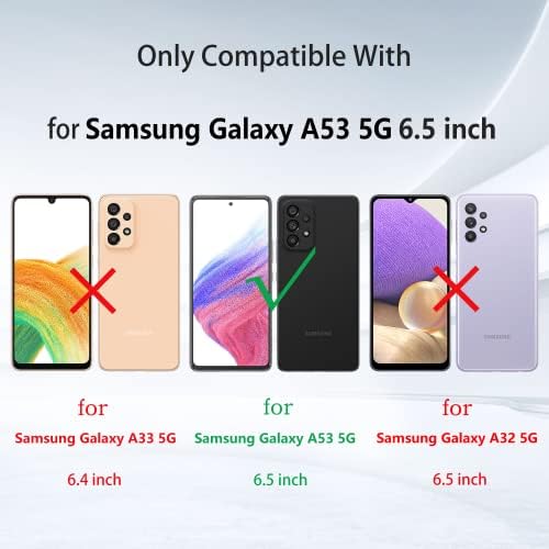 VAKS for Samsung Galaxy A53 5G Wallet Card Case with 2 Screen Protector + Guide frame,PU Leather Flip Cover RFID Blocking Card Slot Kickstand Shockproof TPU Inner case,Blue