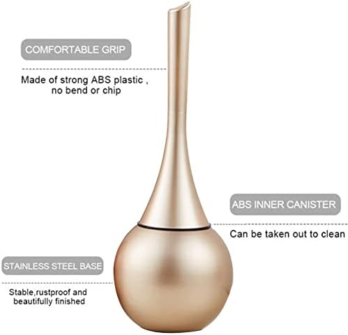 Ronghai Modern Toilet Brush & Holder, Stainless Steel Bowl Base ABS Handle Detachable Toilet Cleaning Set (Champagne Gold)