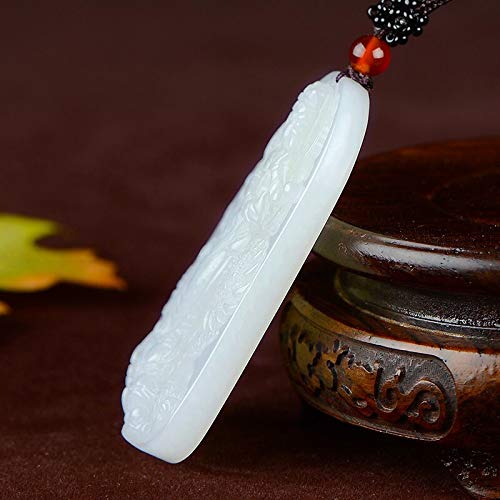 C1Lint7785631 Superb Sculpture White Jade Dragon Kwan-Yin Guan Yin Bodhisattva Buddha Necklace Pendant #TOP3